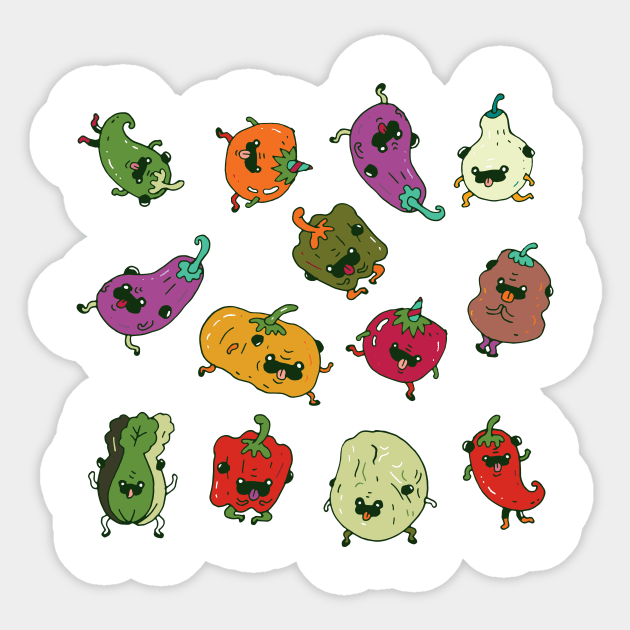 Pugs Vegetable Sticker by nokhookdesign